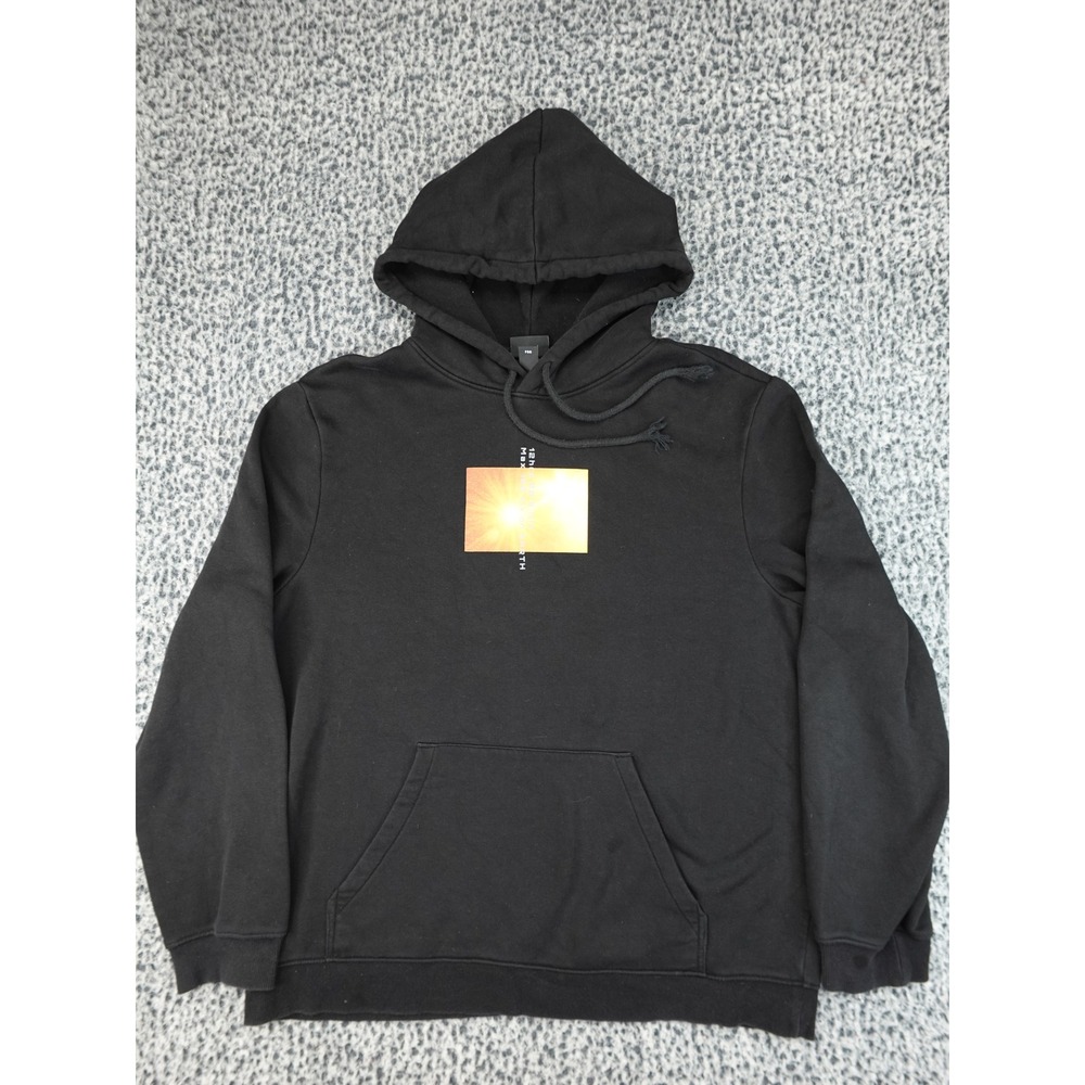 H&M Hoodie Mens XL Black Light Graphic Techwear Streetwear‎ Regular Fit